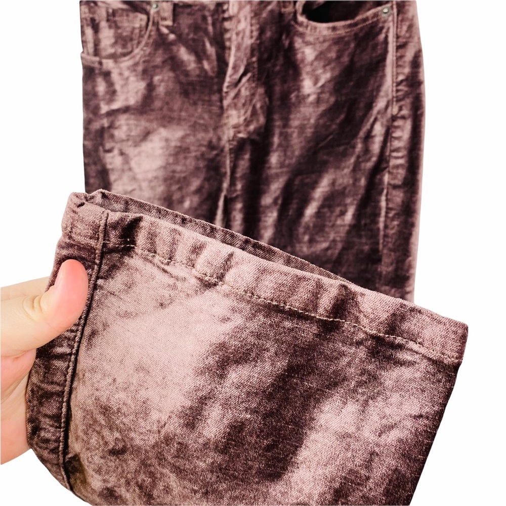 Free People Velvet Metallic Coated Cropped High Rise Disco Flare Jeans 25 Brown - Picture 9 of 13